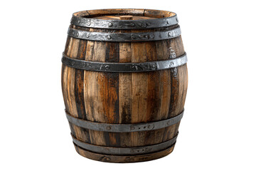 Wooden Barrel with Metal Hoops