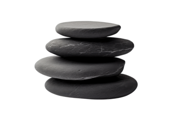 Balance in Simplicity: A serene stack of smooth, dark stones epitomizes balance and harmony, suggesting tranquility and mindfulness. 