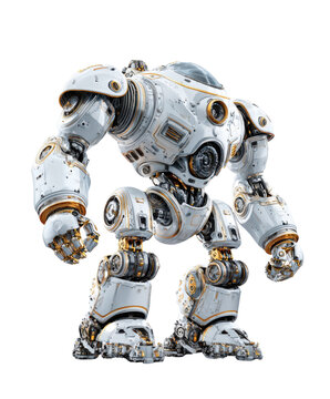 Futuristic Combat Mech: A detailed image of a cutting-edge combat mech, showcasing intricate mechanical design, powerful armored plating, and advanced technological features. 