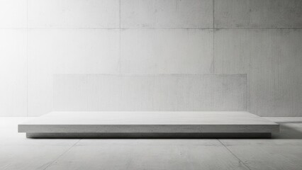 Minimal White Floating Shelf in Bright Studio on Clean Concrete Wall Surface