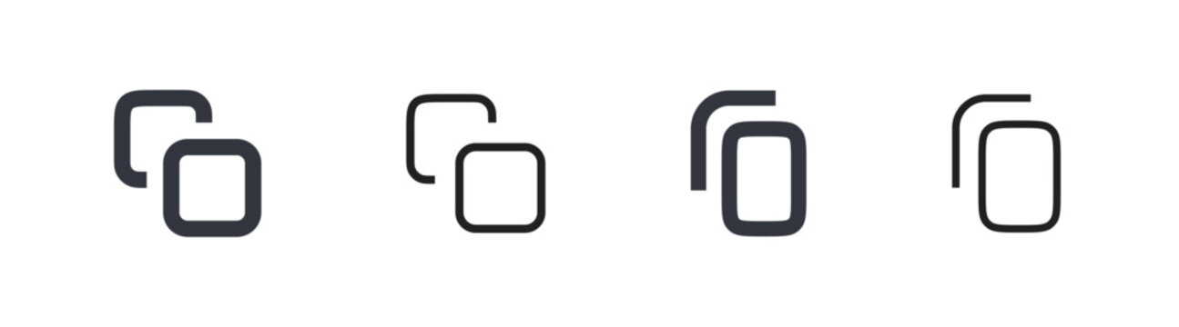 copy paste icon set modern overlapping square outline symbols isolated on white background