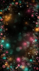 Obraz premium A vibrant, festive border featuring colorful lights and snowflakes, creating a magical atmosphere, perfect for holiday themes.