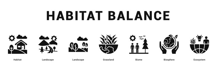 Habitat Balance Modern and clean web banner illustration featuring thematic icons for visual communication