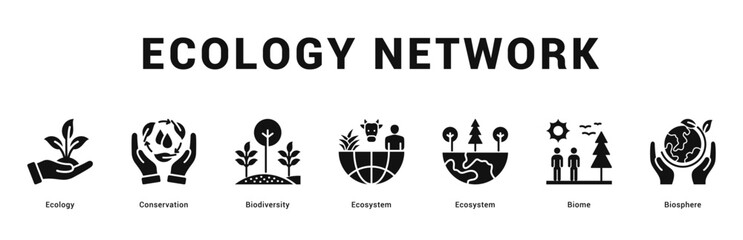Ecology Network Modern and clean web banner illustration featuring thematic icons for visual communication