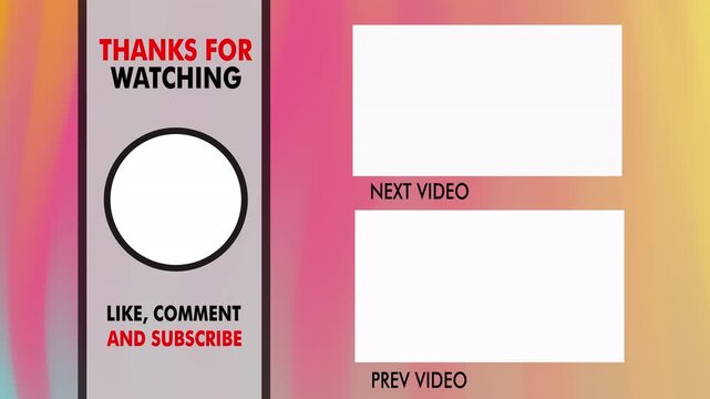Youtube end screen with calls to action, suggestions for boosting engagement. Ideal for video creators seeking viewer interaction and growth.