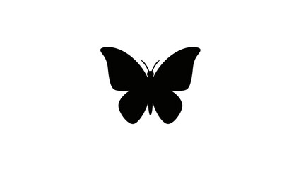 Black Butterfly Icon on White Background - Simple and Elegant Insect Symbol