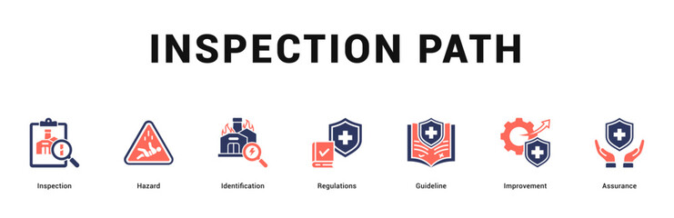 Inspection Path Modern and clean web banner illustration featuring thematic icons for visual communication