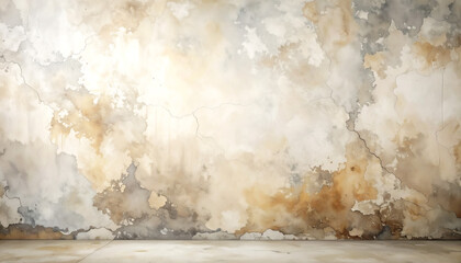 水彩風イラストのコンクリ壁床背景_generated by AI