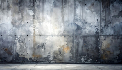 水彩風イラストのダークなコンクリ壁床背景_generated by AI