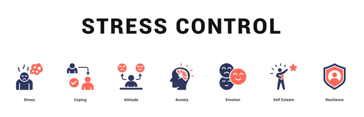 Stress Control Modern and clean web banner illustration featuring thematic icons for visual communication