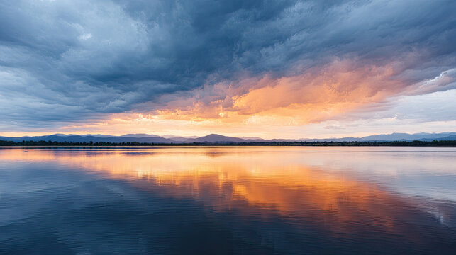 Sunset lake reflection sunset lake reflection clouds sky water