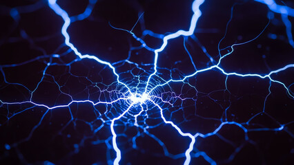 Electric Network of Glowing Blue Veins