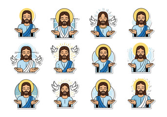 Holy Icons of Jesus Christ with Dove Illustrations for Religion and Spirituality