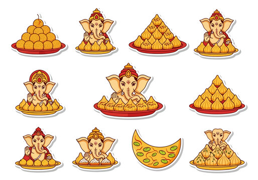 Ganesha and Modak Art Seamless Pattern for Festive Celebrations