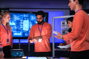 A team of Web3 innovators launches a new decentralized application dApp, showcasing the user interface for a blockchain-based platform for the creator economy or decentralized finance.