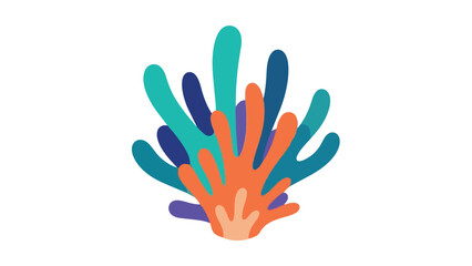 Obraz premium Vibrant stylized marine organism illustration with flowing organic forms and a diverse colorful palette