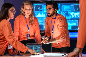 A team of Web3 innovators launches a new decentralized application dApp, showcasing the user interface for a blockchain-based platform for the creator economy or decentralized finance.