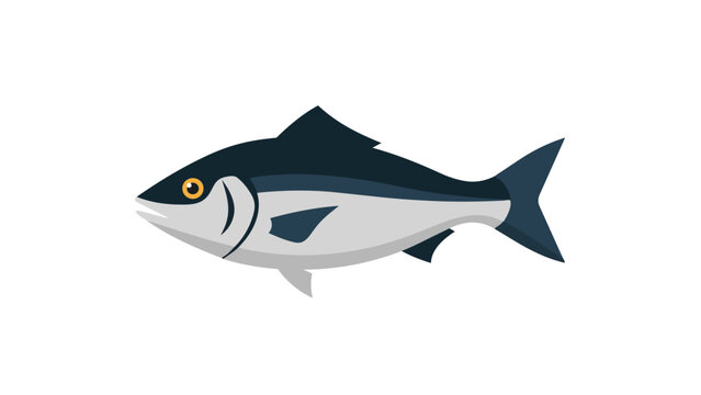 Stylized Aquatic Creature with Dark Dorsal Fins and Bright Yellow Eye Isolated on White Background