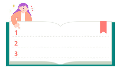 優先順位をチェックする女性の見出し用イラスト