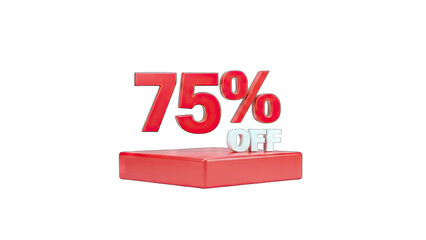 75% Off Discount on Red Podium - Sale Concept