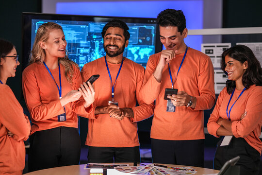 A young innovator in the near future, her smart glasses displaying an augmented reality presentation, smiles as she witnesses a breakthrough in immersive collaborative technology. - Powered by Adobe
