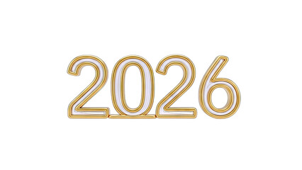 2026 Gold Numbers Isolated on White Background