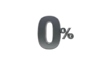 3D Render of Zero Percent on White Background