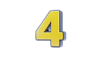 3D Rendered Number 4 Isolated on White Background