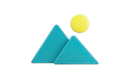 Abstract Mountains and Sun Icon on White Background