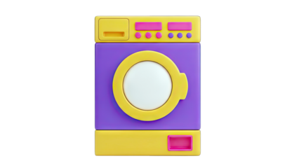 3D Rendered Washing Machine on White Background