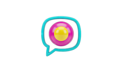 3D Speech Bubble with Target Icon on White