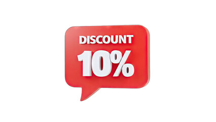 10% Discount Speech Bubble on White Background