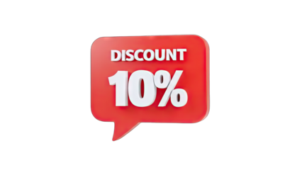 10% Discount Speech Bubble on White Background