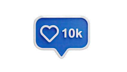 10k Likes Icon on Blue Speech Bubble