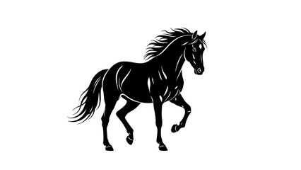 Obraz premium Strong black horse silhouette standing proudly, suitable for logos, western themes, and animal graphics.