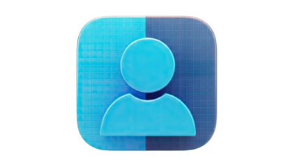 3D User Icon on Square Background