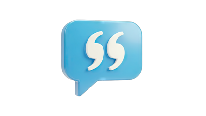 3D Quote Bubble Icon on White Background