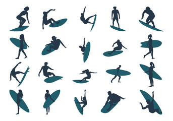 Beach Surfing Sport Silhouette Element