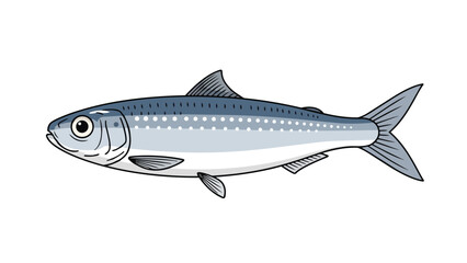 Fototapeta premium Stylized Illustration of a Single Sardine Fish with a Classic Marine Profile and Distinctive Markings