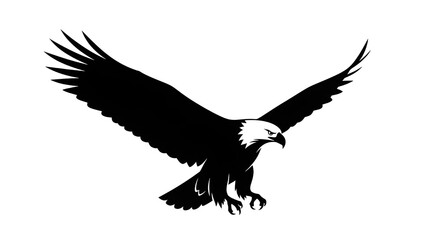 Obraz premium Powerful eagle silhouette with wings spread wide, symbolizing freedom, strength, and wildlife nature themes.