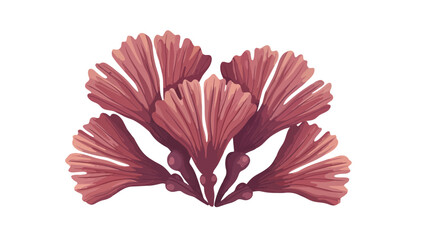 Delicate arrangement of fanned botanical elements in a rich aubergine hue against a pure white backdrop