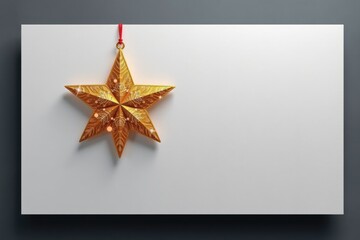 imagine a minimalist christmas card design where a solitary, exquisitely decorated star gleams against a pristine white background, its elegance emphasized by the surrounding empty space, the star.