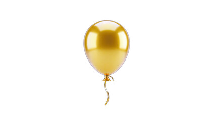 Golden Balloon Floating on White Background
