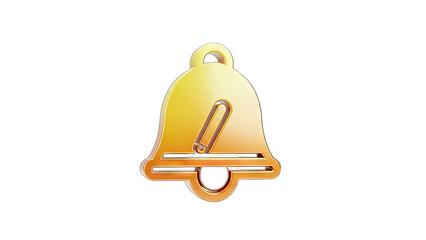 Golden Bell Icon with Pen, Isolated on White Background