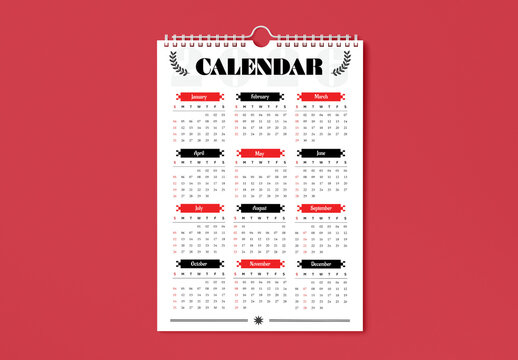 2026 Minimal Yearly Wal Calendar Template Design