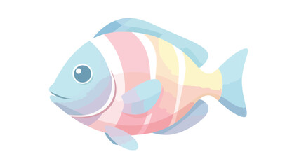 Whimsical pastel fish with stripes for aquatic themes and children's designs