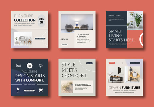Modern Interior Furniture Social Media Banner Template Design Layout