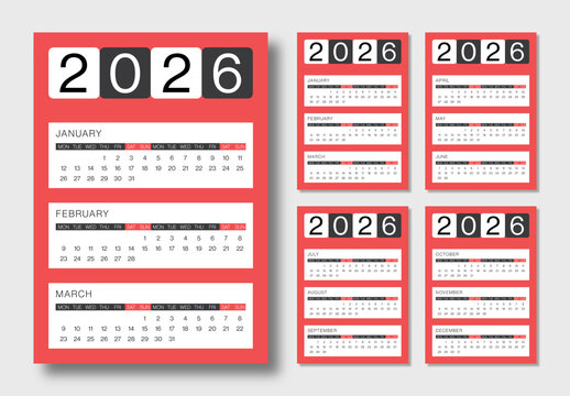 Modern 2026 Wall Calendar Design Template with Clean Minimal Layout