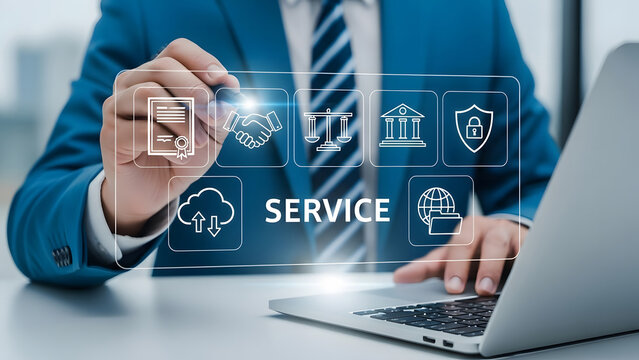 Digital service business concept with legal icons - Powered by Adobe