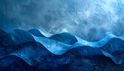 Abstract blue ocean waves with textured layers.